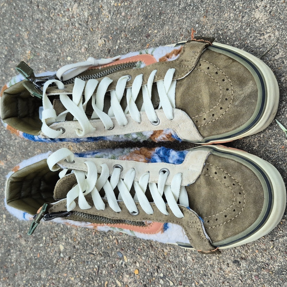 Vans Sneakers SK8-Hi Reissue Mixed Olive Blue‎ Suede Faux Fur Mens 6 Woman's 7.5 - Picture 2 of 14